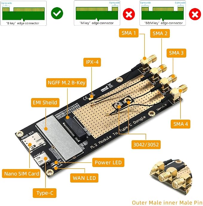 M.2 3G/4G/5G Module to Type C/USB 3.0 Adapter - Image 9