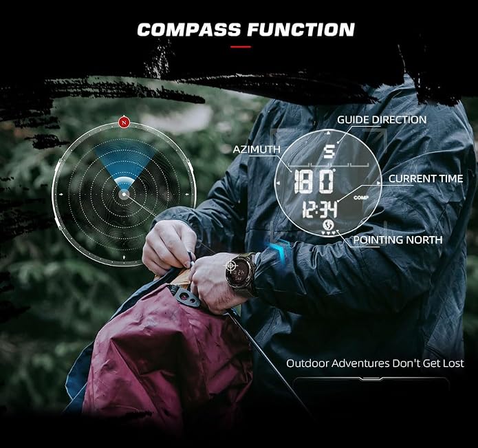 NORTH EDGE ALPS Tactical Outdoor Digital Sports Watch, 50M Waterproof, Calorie - Image 4