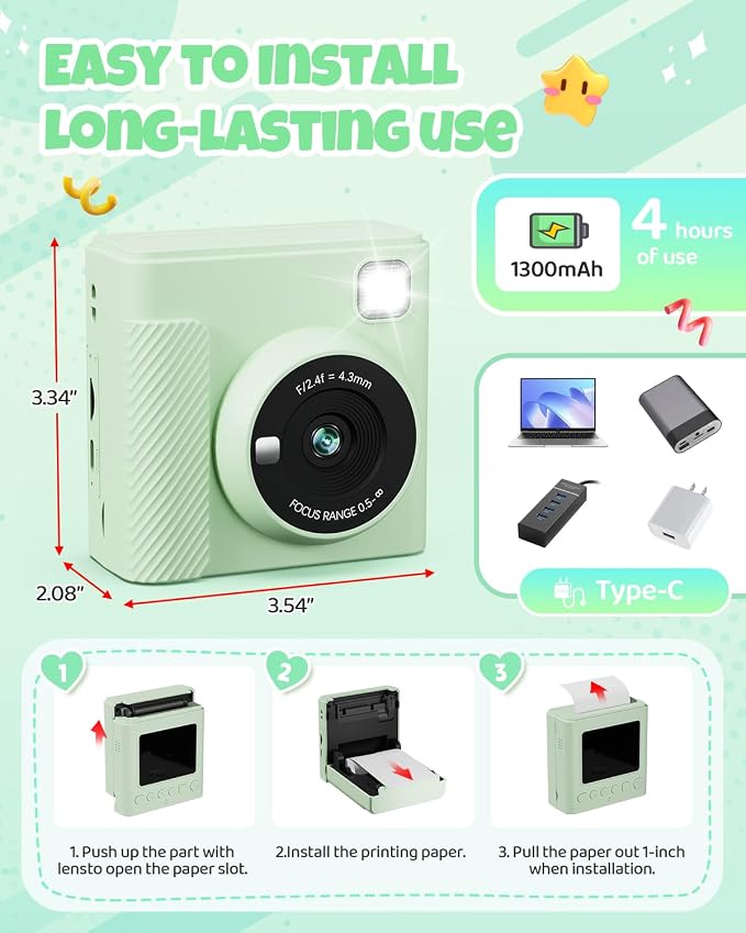 TIATUA Kids Instant Print Camera, Christmas Birthday Gifts - Image 7
