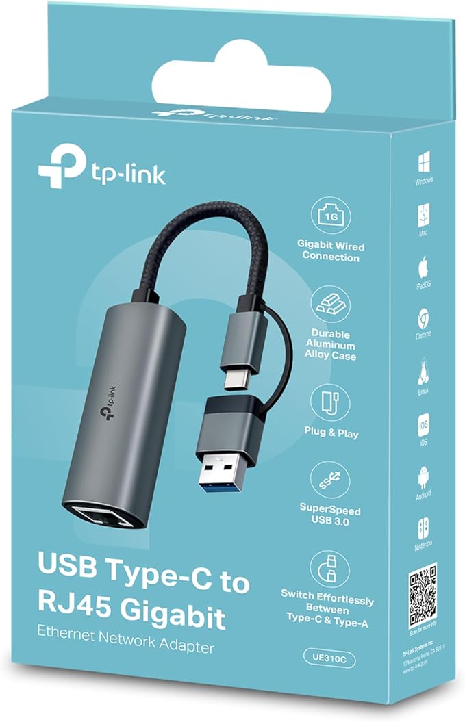 TP-Link 2-in-1 USB 3.0 & USB C to Ethernet Adapter, RJ45 Gigabit LAN, Plug & - Image 8