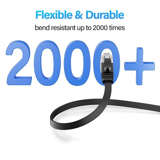 Cat 6 Flat Ethernet Cable 15 FT, UTP 10Gbps High-Speed Cat6 Ethernet Cable - Image 4