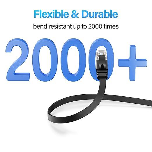 Cat 6 Flat Ethernet Cable 25 FT, UTP 10Gbps High-Speed Cat6 Ethernet Cable - Image 4
