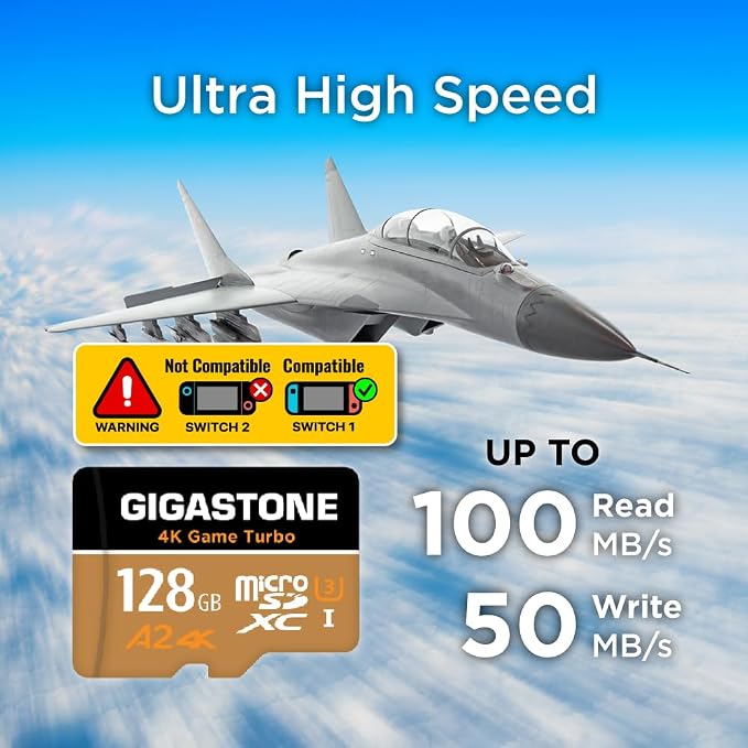 【For Switch 1 Only】GIGASTONE 128GB Micro SD Card, 4K UHD Game Turbo, MicroSDXC - Image 3