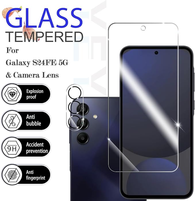 Screen Protector for Samsung Galaxy S24 FE, Tempered Glass for Galaxy S24 FE & - Image 2