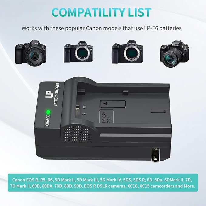 LP LP-E6 LP E6N Battery Charger, Charger Compatible - Image 2