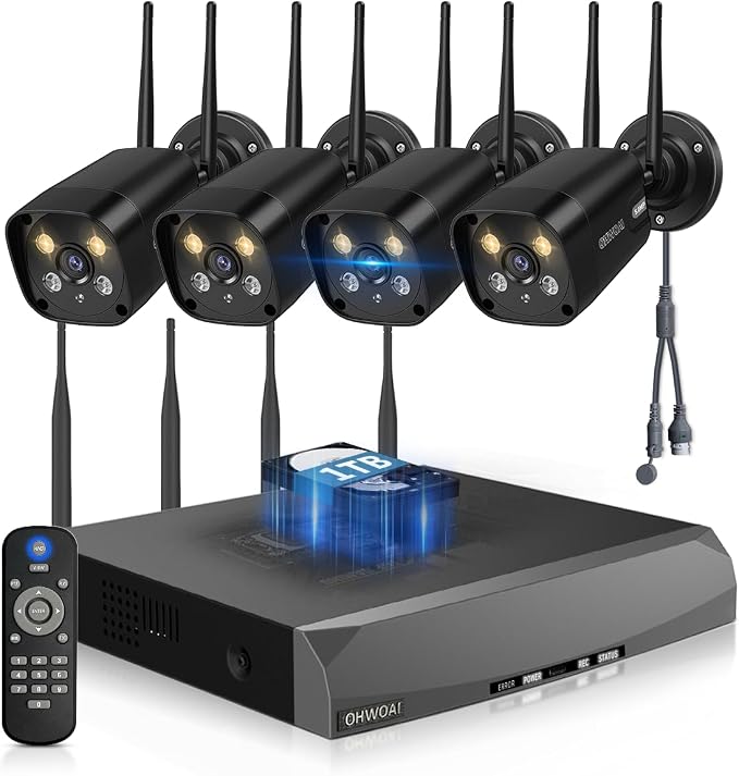 《Dual Antennas & 130°Wide Angle》Wireless Security Camera System Outdoor by OHWOAI