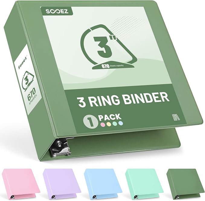 Sooez BinderX Extra Durable 3 Inch 3 Ring Binder, D-Ring Large Binder, Holds by Sooez