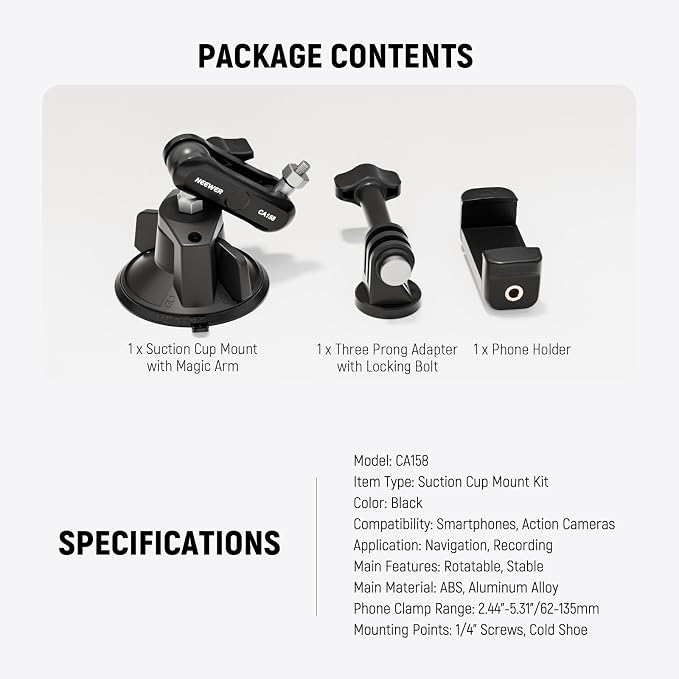 NEEWER Suction Cup Phone Holder & Camera Mount Compatible - Image 7