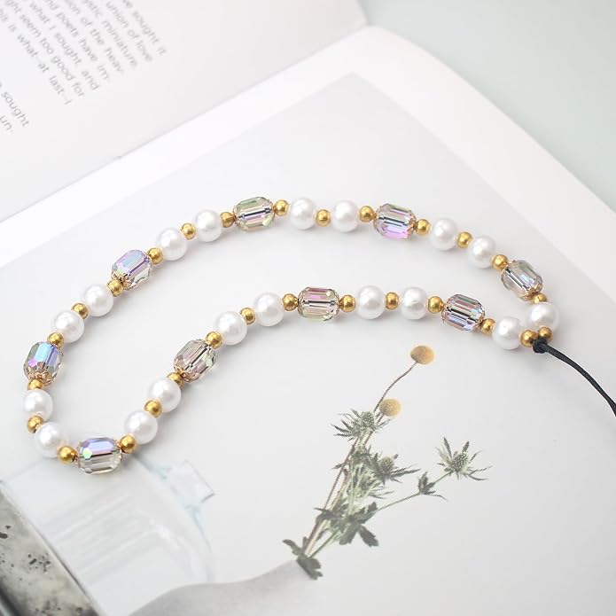CMVFYL Beaded Camera Wrist Strap, Cute Phone Charms Strap, Pearl Bracelet Wrist - Image 3