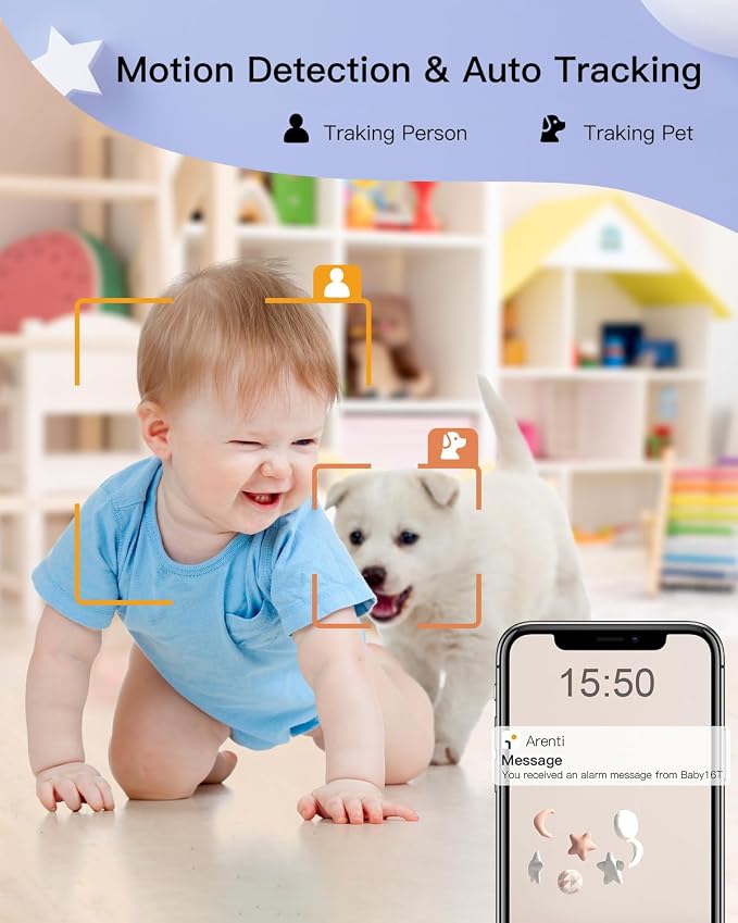 ARENTI Baby Camera Monitor, 2K/3MP WiFi 6, Smartphone App, Super Night Vision - Image 3