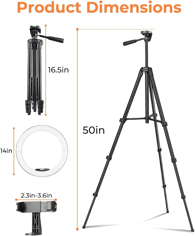 Sensyne 14" Ring Light with Tripod Stand, LED Circle Light with Phone Holder - Image 2