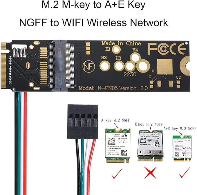 NGFF A/E-Key Card to M.2 NGFF Key-M NVME SSD Adapter - Image 5
