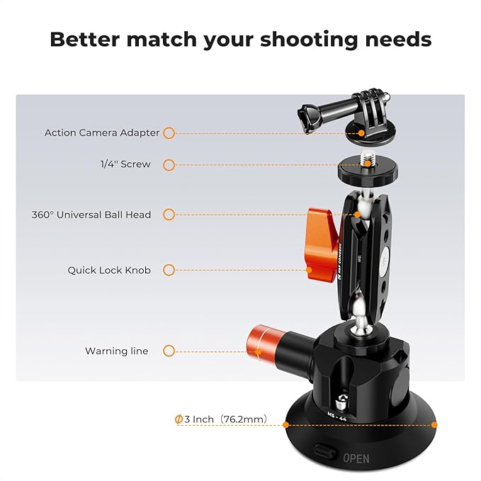 K&F CONCEPT 3" Suction Cup Mount - Image 5