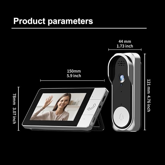Video Doorbell with 43" Monitor, No WiFi Needed, 130° Wide Angle, Infrared - Image 9