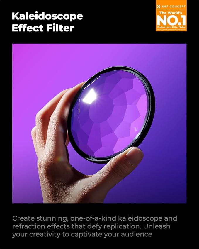 K&F CONCEPT 82mm Kaleidoscope Filter, Special Effects Filter Prism Crystal Glass - Image 2