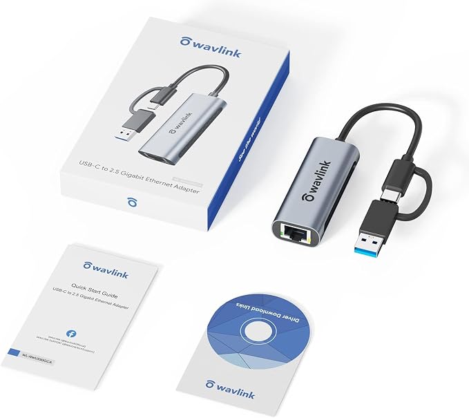 Wavlink USB C to Ethernet Adapter 2.5 Gbps, 2-in-1 USB to 2.5G Ethernet Adapter - Image 8