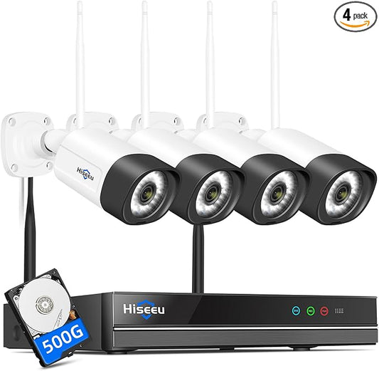 Hiseeu 2.5K 5MP WiFi Security Camera System Outdoor, Expandable 16CH 8MP NVR by Hiseeu