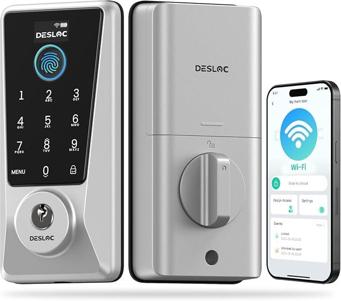 DESLOC Smart Lock D110 Plus, WiFi Fingerprint Smart Front Door Lock by DESLOC