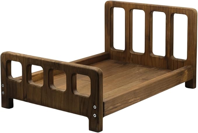Newborn Photography Props Bed Prop Brown – Rustic Mini Wooden Bed by Skumfidus