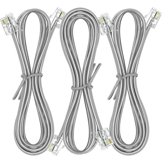 NECABLES 3Pack Phone Cord 6ft Telephone Cord Phone Cable RJ11 6P4C Male to Male by NECABLES