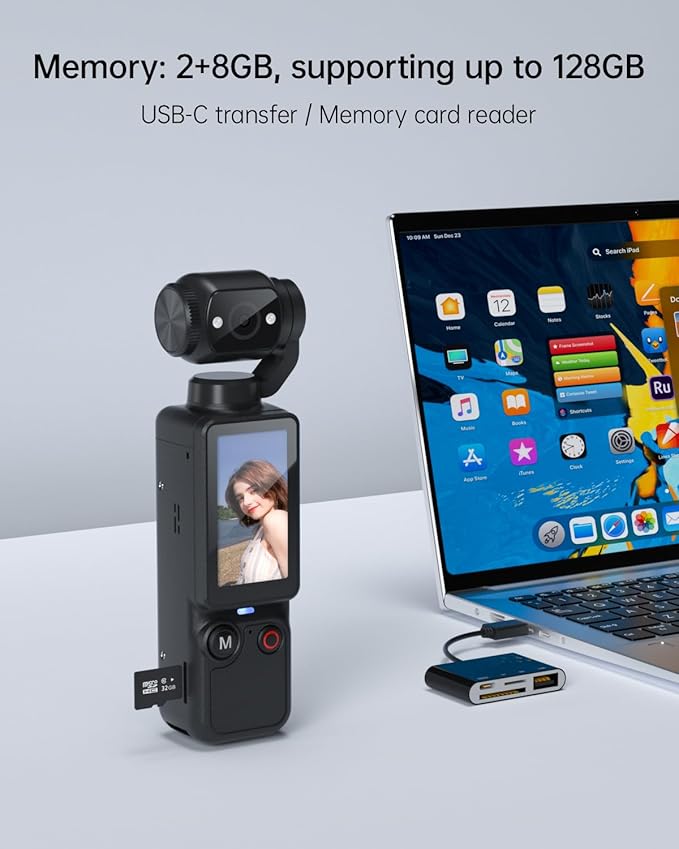 Vlogging Camera with 180° Rotating Lens, Pocket Camera with Audio & Video - Image 7