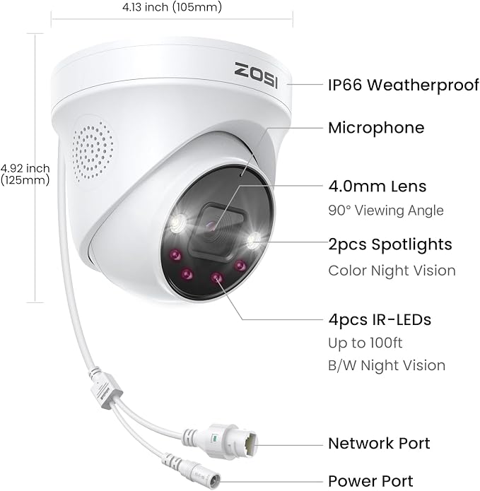 ZOSI 32 Channel 4K PoE Security Camera System, 32 x 4K Spotlight Outdoor Indoor - Image 8