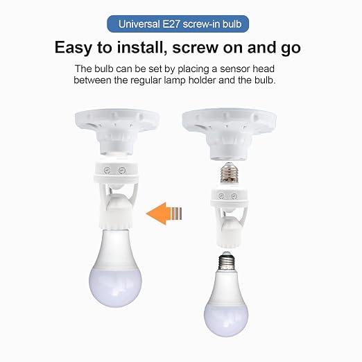 PIR Motion Sensor Light Socket, E26/E27 Smart Lamp Bulb Holder Adapter Auto - Image 7
