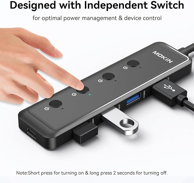 MOKiN USB 3.0 Hub, 5-Port Ultra Slim Data USB Extender - Image 3
