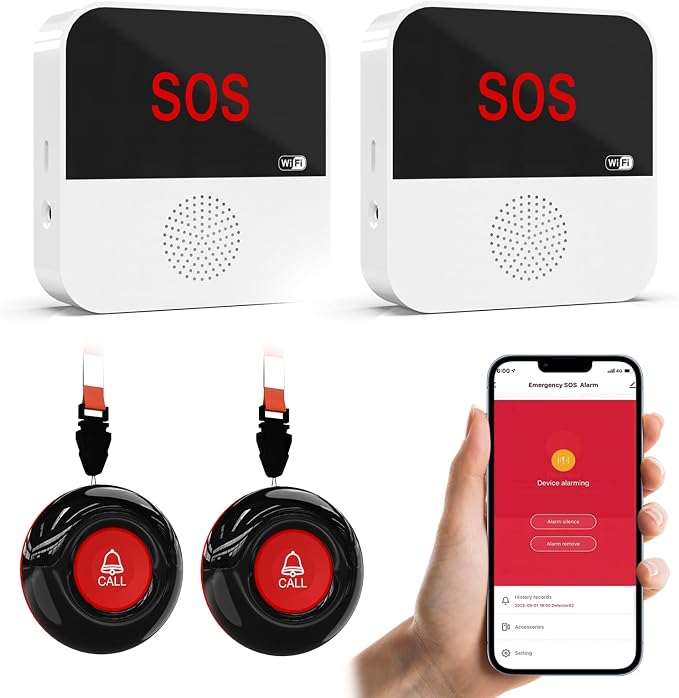 SanJie Wi-Fi Wireless Caregiver Pager Call Button by SANJIEGuardSecurity