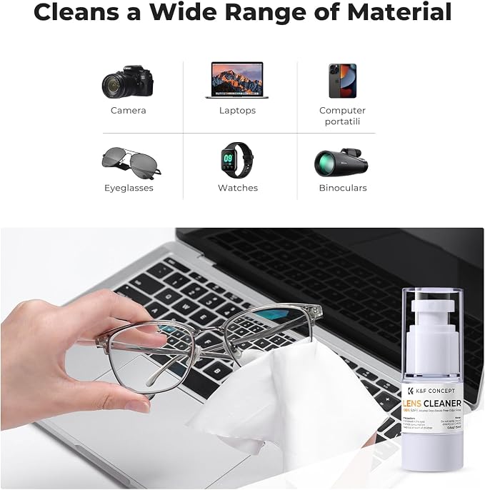 K&F CONCEPT Spray and Microfiber Lens Cleaner Care Kit, | Non-Flammable Camera - Image 2
