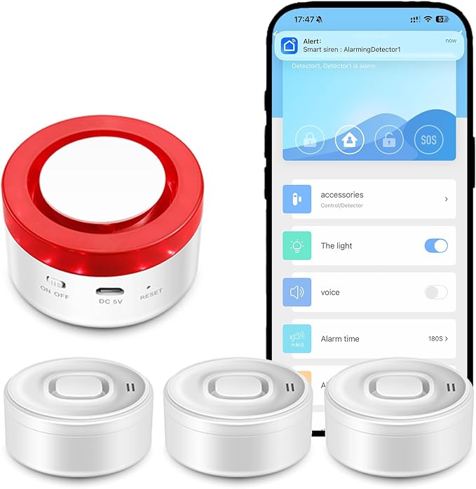 Water Leak Detector WiFi Kit 1+3 Sensors, 100dB Alarm, APP Push by Nestool