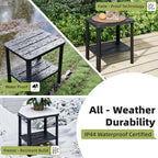 Adirondack Square Outdoor Side Table, 2-Tier Storage Weather Resistant HDPE - Image 4