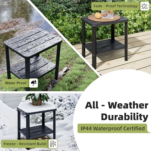 Adirondack Square Outdoor Side Table, 2-Tier Storage Weather Resistant HDPE - Image 4