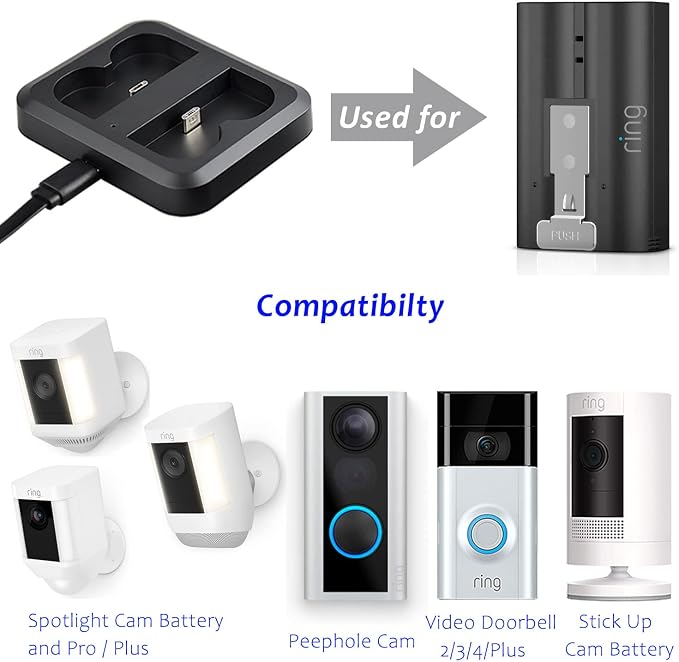 Battery Charger for Ring Rechargeable Battery, Dual Ring Battery Charger - Image 2