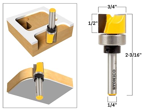 YONICO Flush Trim Router Bit 3/4-Inch 1/4-Inch Shank 14073q - Image 2