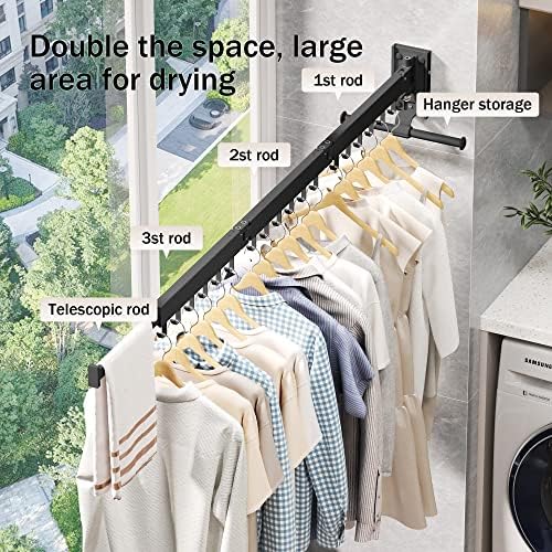 LIENAHU Clothes Drying Rack Wall Mounted, Laundry Drying Rack, Laundry Room - Image 6