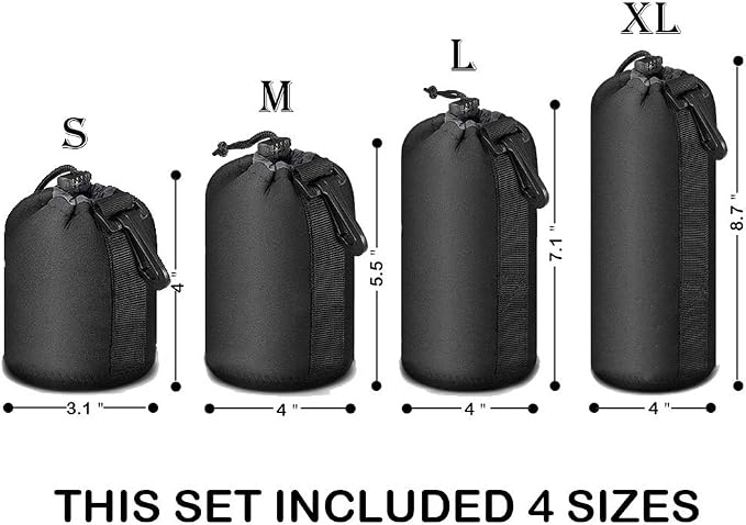 Selens 4 Pack Lens Cases with Thick Protective Neoprene Camera Lens Pouch Set - Image 2