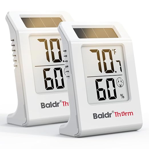 2.2'' Digital Thermometer and Hygrometer Meter, Solar-Powered Indoor by BaldrTherm