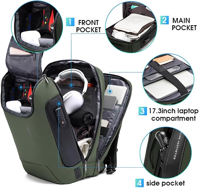 BANGE Anti-Theft Backpack, Tech Backpacks, 17 Inch Laptop Backpack - Image 2