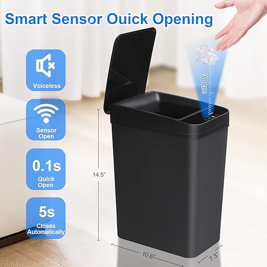 Anborry Bathroom Automatic Trash Can 4 Gallon Touchless Motion Sensor Small - Image 4