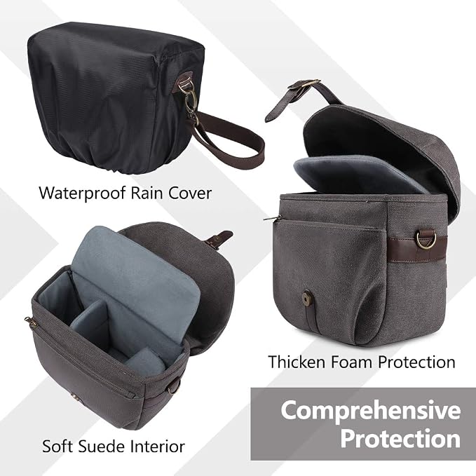BAGSMART Camera Bag, SLR DSLR Canvas Crossbody Camera Case, Compact Camera - Image 4