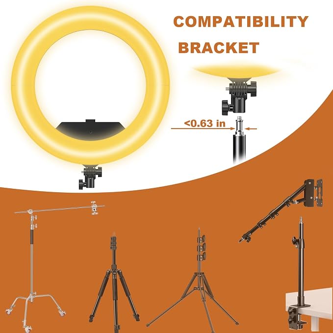 18 inch Ring Light Kit, NO Wall Mount Triangle Boom Arm - Image 2