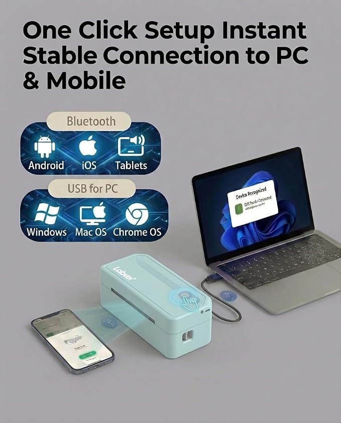 Labeer Bluetooth Thermal Shipping Label Printer, Wireless 4x6 Label Printer - Image 2