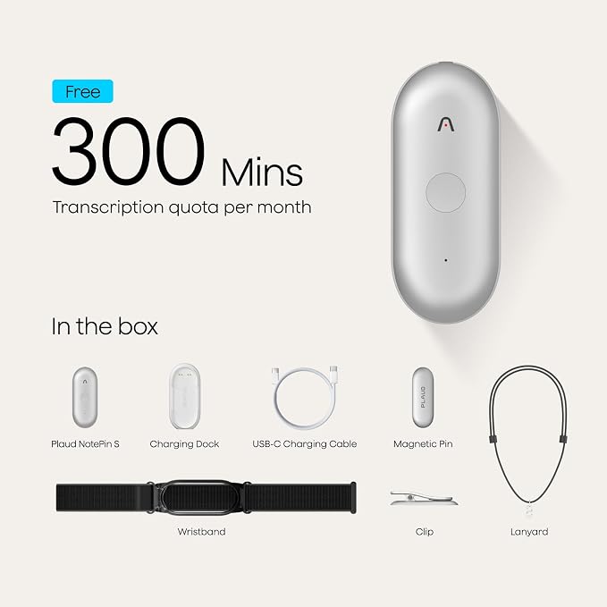 Plaud NotePin S AI Voice Recorder, Wearable AI Notetaker, AI Transcribe & - Image 9