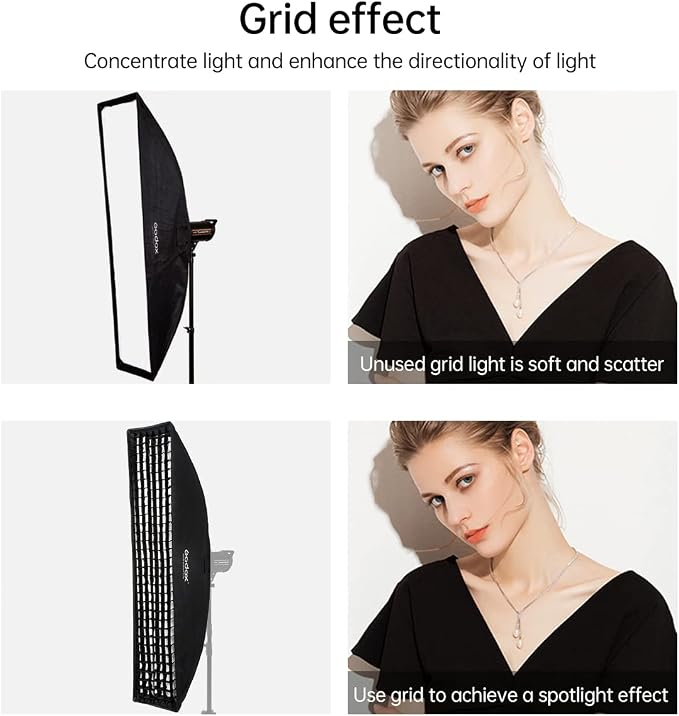 Godox FW30x120cm / 12"x47" Bowens Mount Strip Honeycomb Grid Softbox, Portable - Image 2