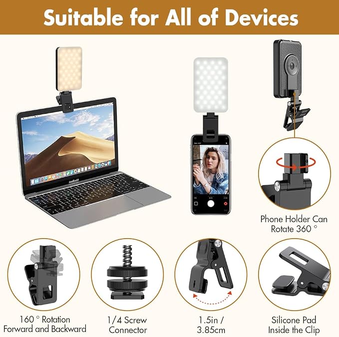 Selfie Light for iPhone, Portable Phone Clip on Light, Rechargeable LED Ring - Image 2