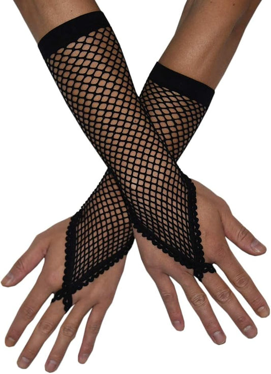 Seeksmile Women's Girls 80's Theme Party Emo Fingerless Arm Fishnet Gloves by Seeksmile