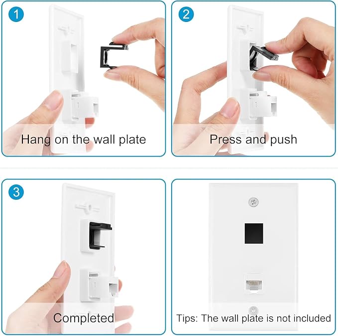Jadaol 20-Pack Blank Keystone Jack Inserts, Keystone Port Dust Covers, Filler - Image 4