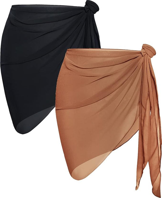 CHICGAL 2 Pieces Women Beach Sarong Bathing Suit Wrap Skirt Sheer Bikini by CHICGAL