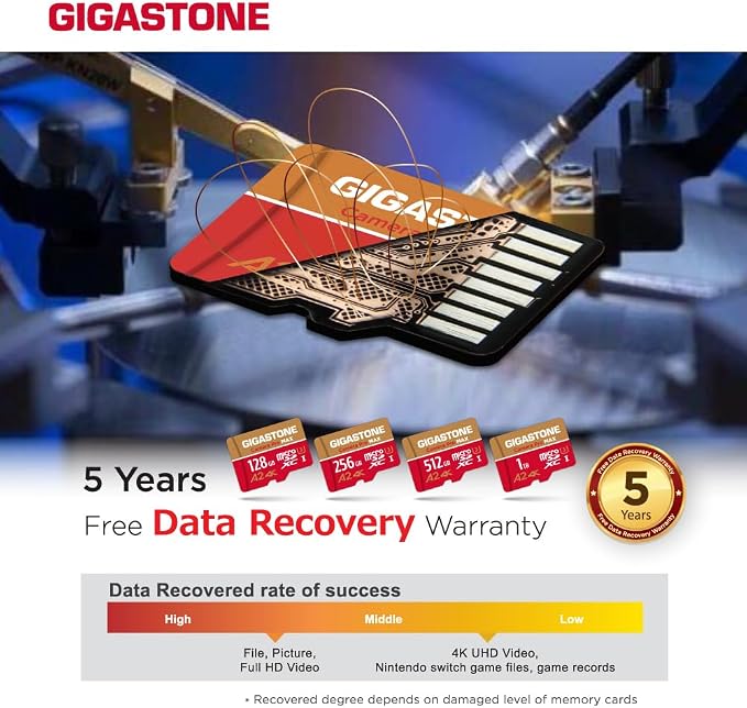 【5-Years Data Recovery】 GIGASTONE 256GB Micro SD Card, 4K Camera Pro MAX - Image 8